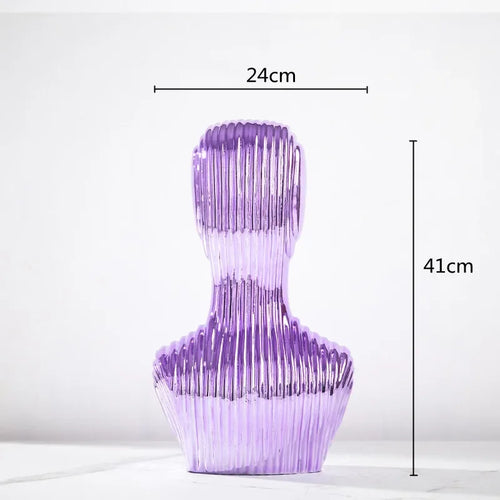 abstract glass sculpture with decorative stripes for interior decoration - vue 12 sur 15