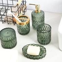 hotel bathroom glass accessory set