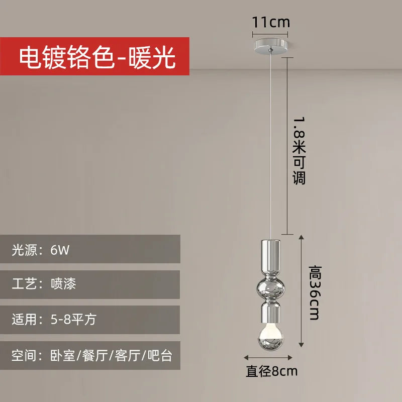 Minimalist Nordic LED pendant light for bar and restaurant - vue 10 sur 12