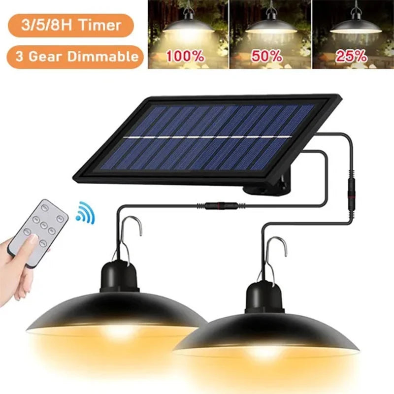 Outdoor solar pendant light waterproof LED lamp with decorative remote control