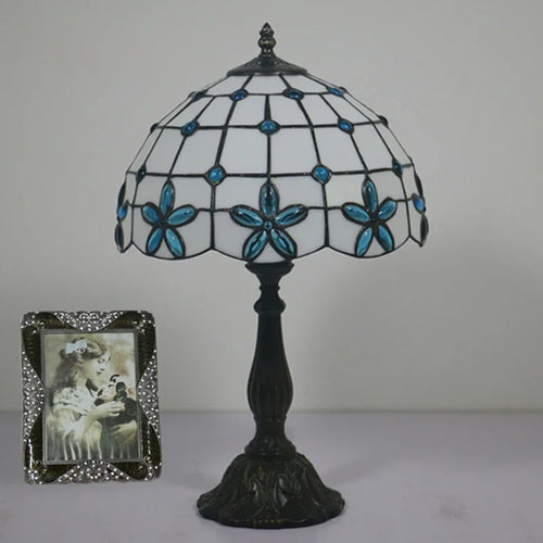 Decorative Mediterranean style stained glass bedside lamp - vue 6 sur 6