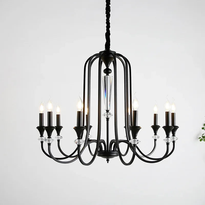 Retro crystal chandelier with LED lamps for luxurious living room