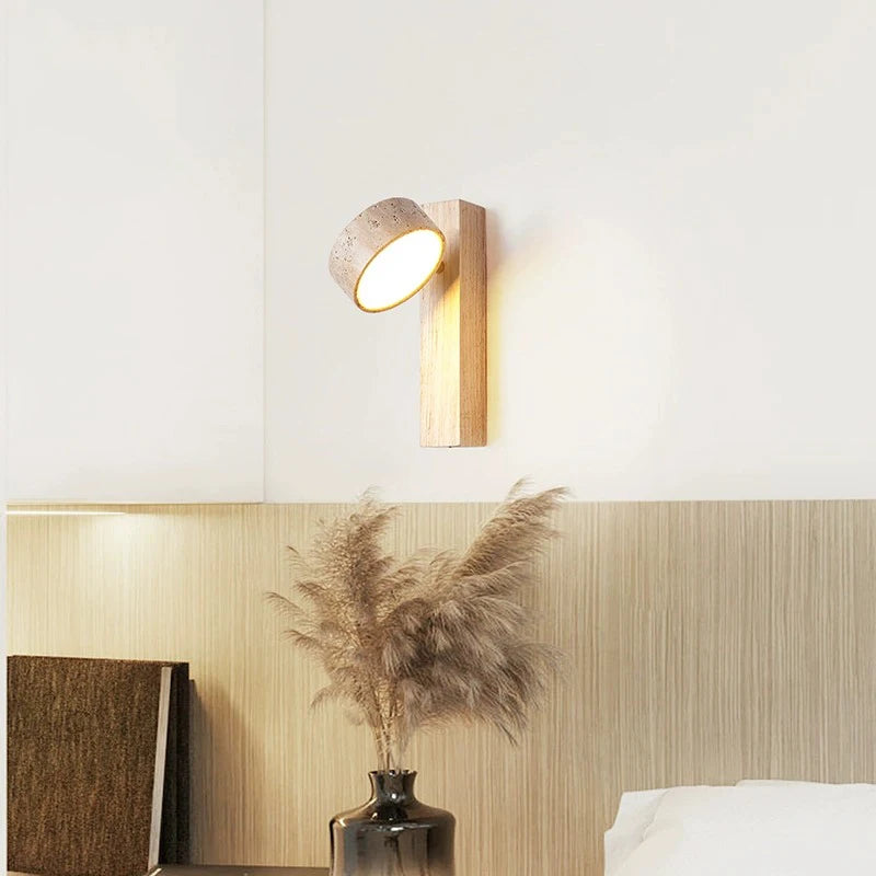 Applique murale bois noyer LED/interrupteur rotatif - vue 3 sur 9