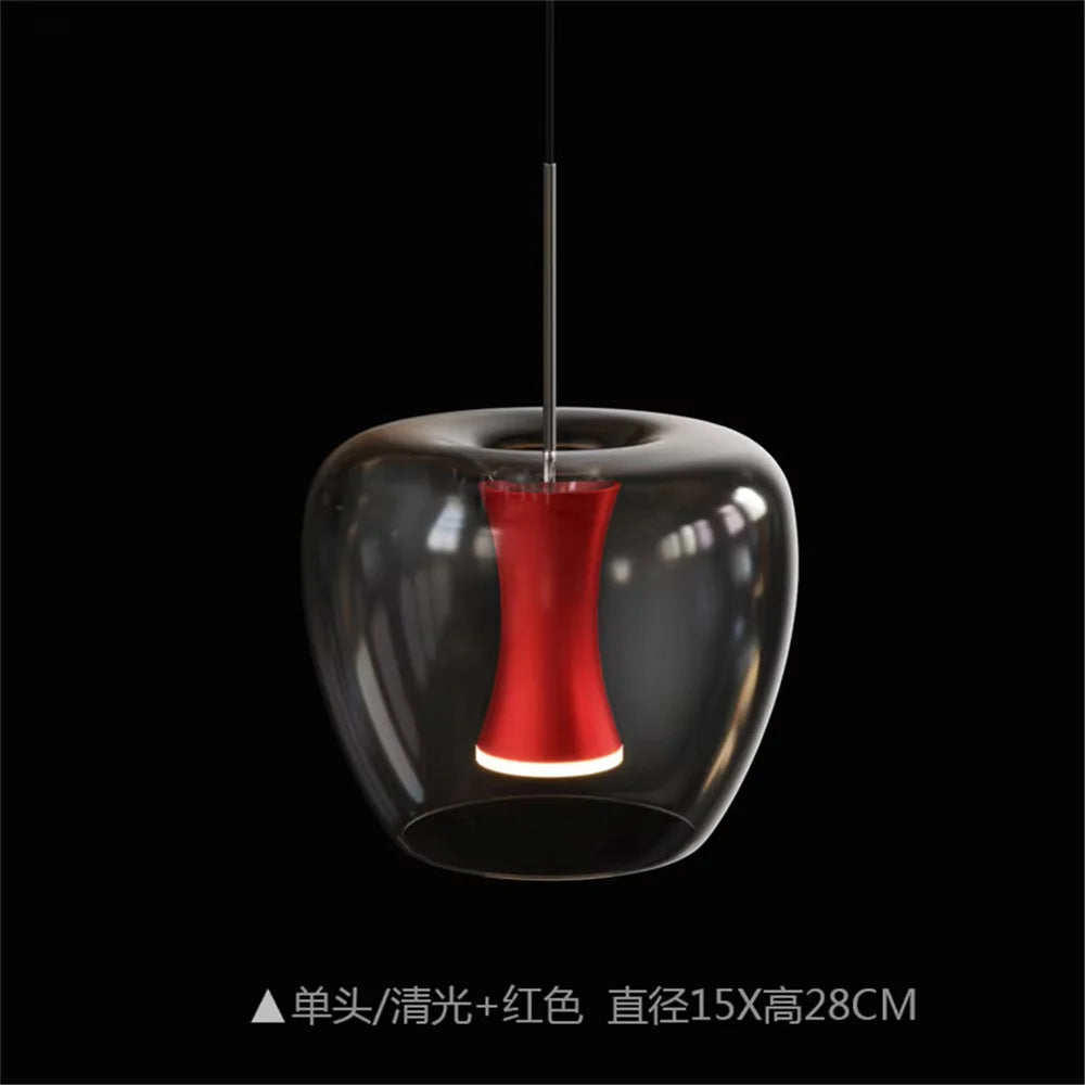 Modern clear glass LED pendant light for contemporary interior decor - vue 10 sur 10
