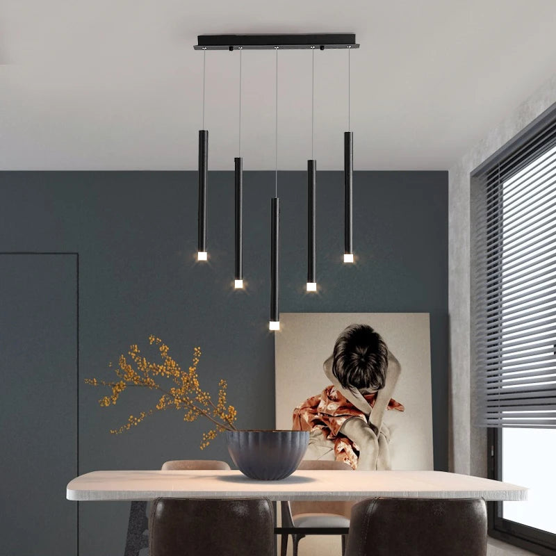 Modern black iron LED pendant light with 8 heads