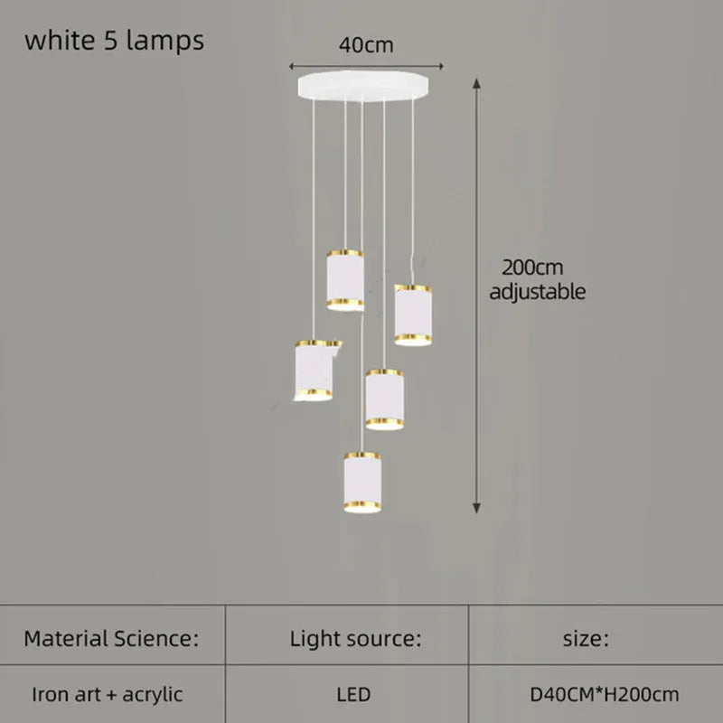 Acrylic rotary long chandelier for decorative indoor lighting