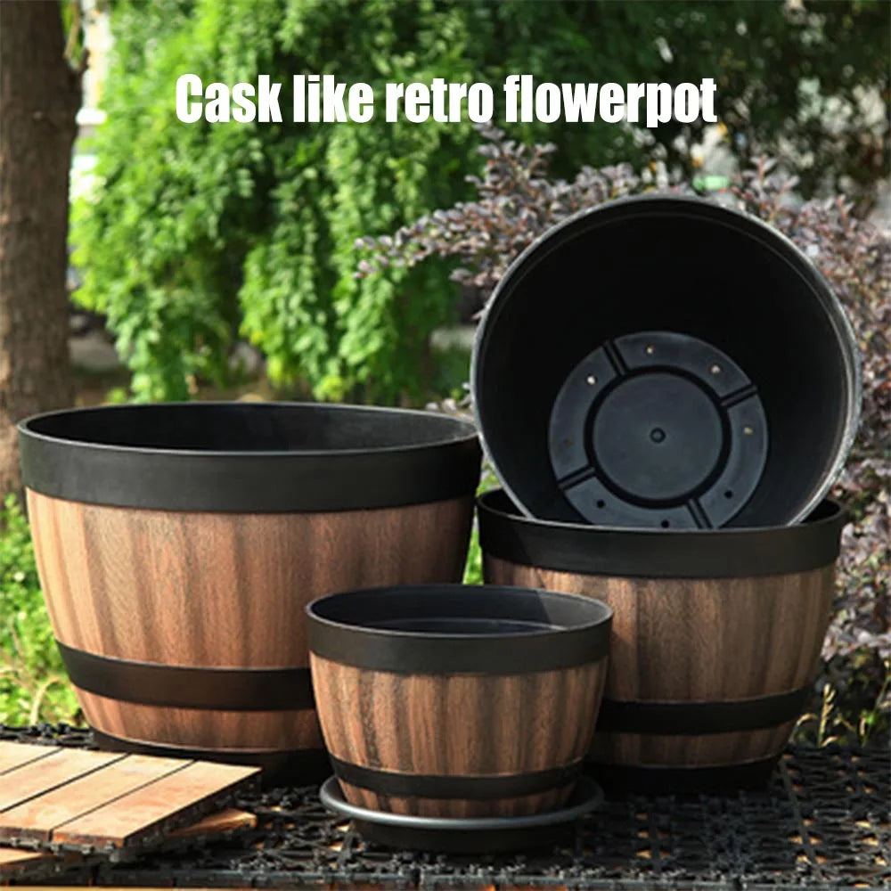 Retro bucket flower pot for garden and indoor decoration