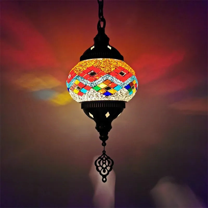 Mediterranean style stained glass pendant light romantic bohemian lighting