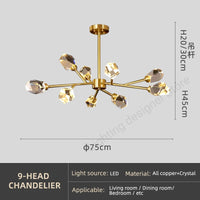 Copper and crystal chandelier for an elegant ambience