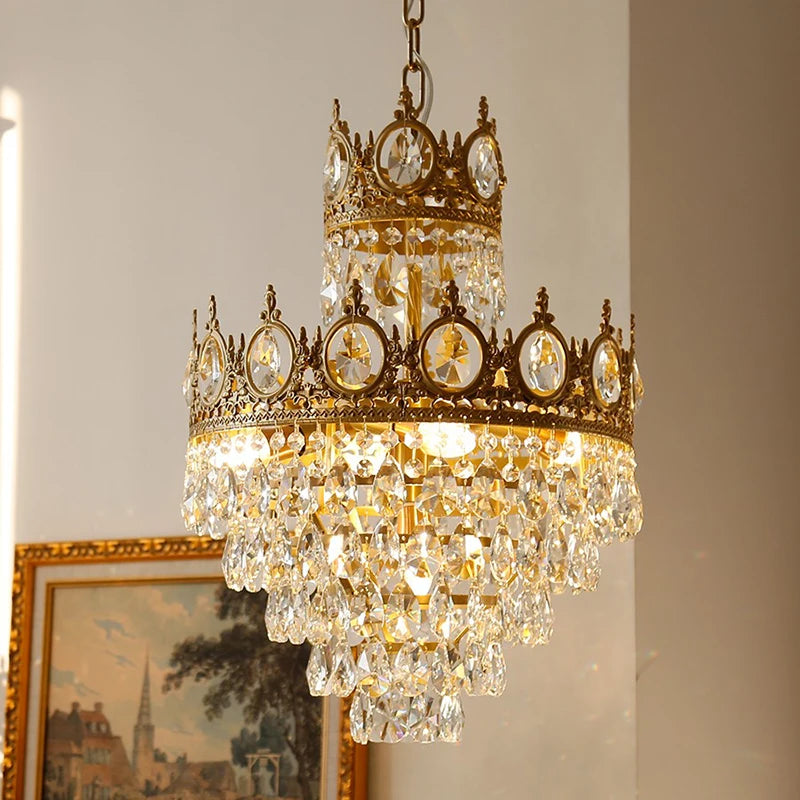Retro crystal chandelier for decorative indoor lighting