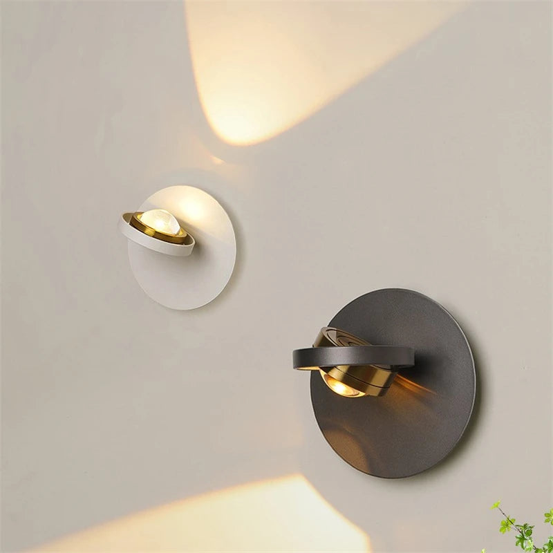 Modern 360° rotatable LED wall light with eye protection