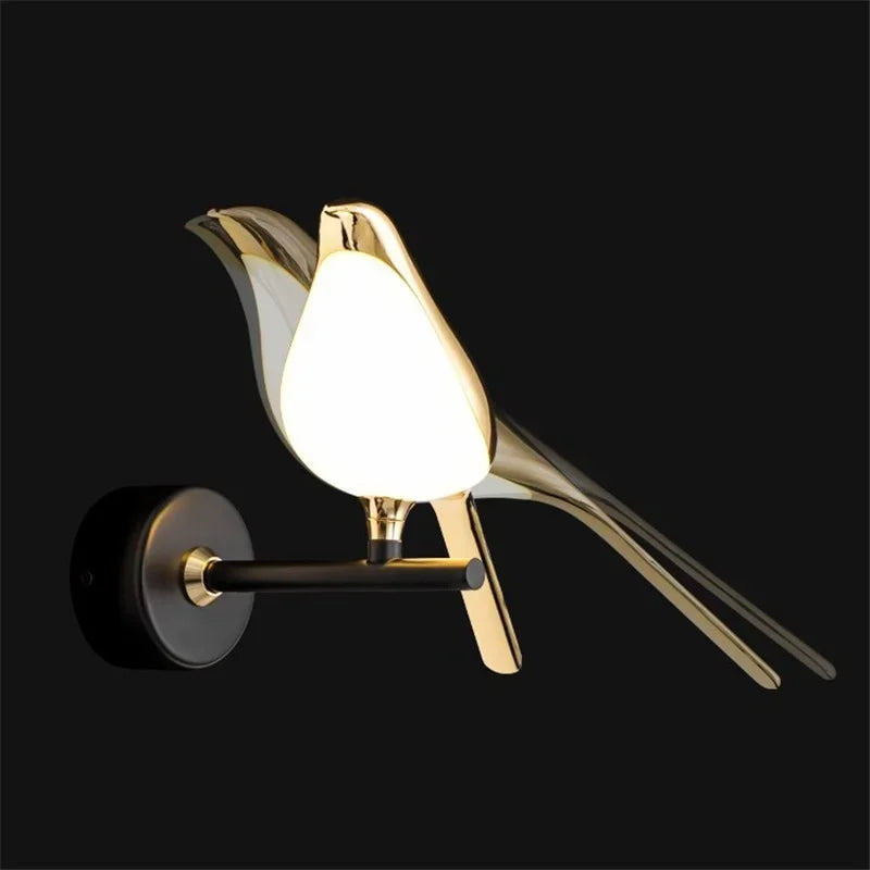 Golden bird rotating suspended LED wall light