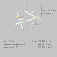Modern LED pendant branch chandelier in metal nordic design