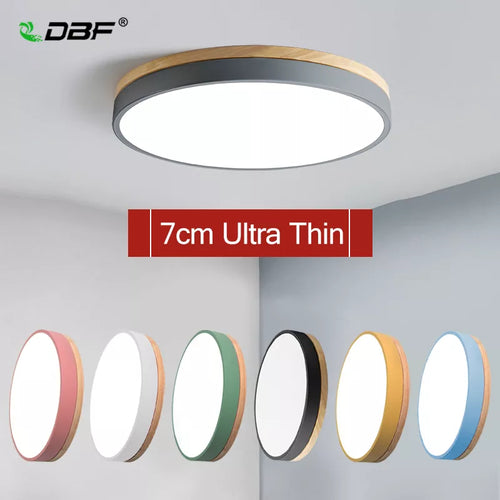 Round 7 colour nordic LED ceiling lights for living room bedroom wood 3-light adjustable colour corridor balcony