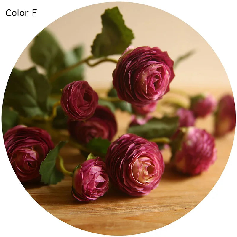 Artificial silk flowers with roses and ranunculus for wedding decoration - vue 12 sur 13