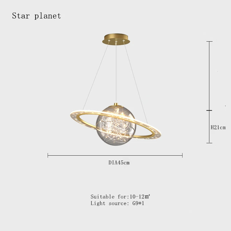 Planet earth pendant light for children's room astronaut decorative star - vue 10 sur 13