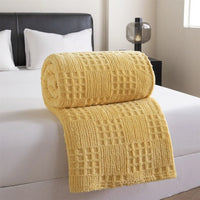 Soft waffle jacquard blanket solid colour multifunctional for living room and bedroom