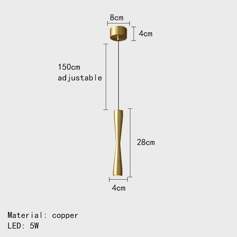 Modern LED pendant light adjustable copper cord 3 changeable designs - vue 8 sur 8
