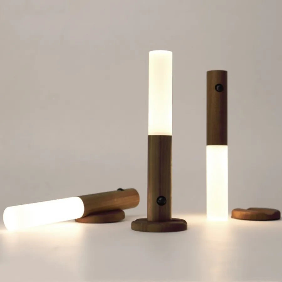 Wireless rechargeable usb led wooden lamp