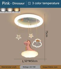 Creative children's chandelier pink green dinosaur for kids' room
