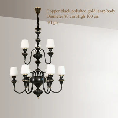 black copper led chandelier for elegant hotel decoration