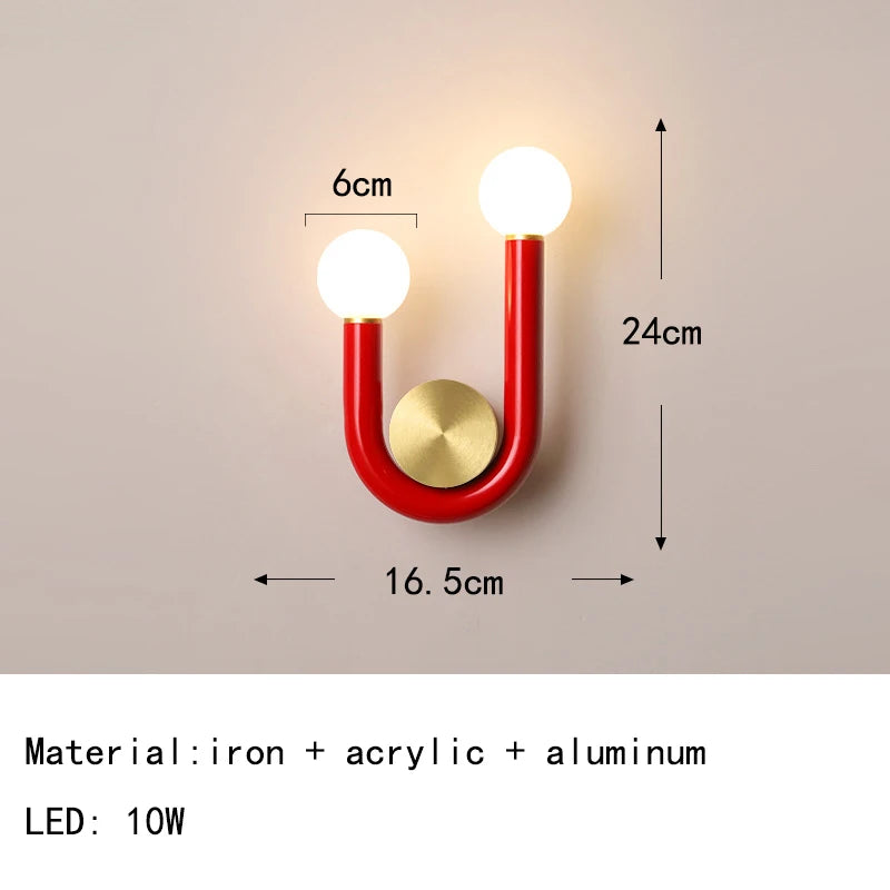 Nordic metal wall light with u-shaped tube for indoor lighting