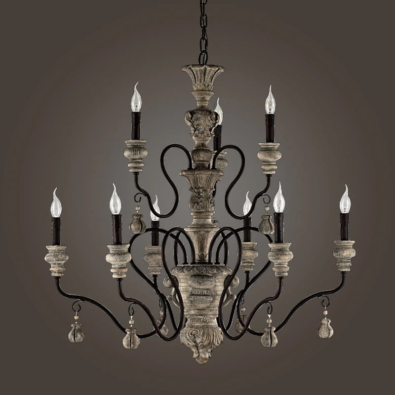Vintage wrought iron chandelier industrial style for modern decor