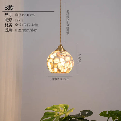 Shell glass pendant light for bohemian nordic decor - vue 9 sur 9