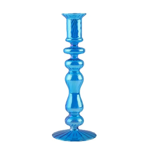 Retro glass taper candle holders for elegant decor - vue 17 sur 32