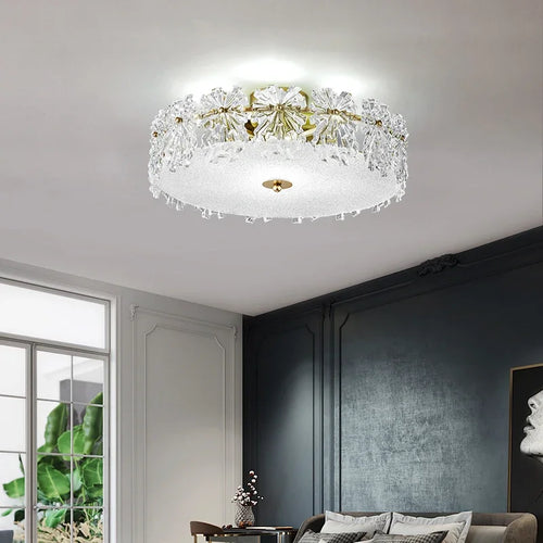 Minimalist crystal glass LED ceiling light for elegant interiors - vue 5 sur 13