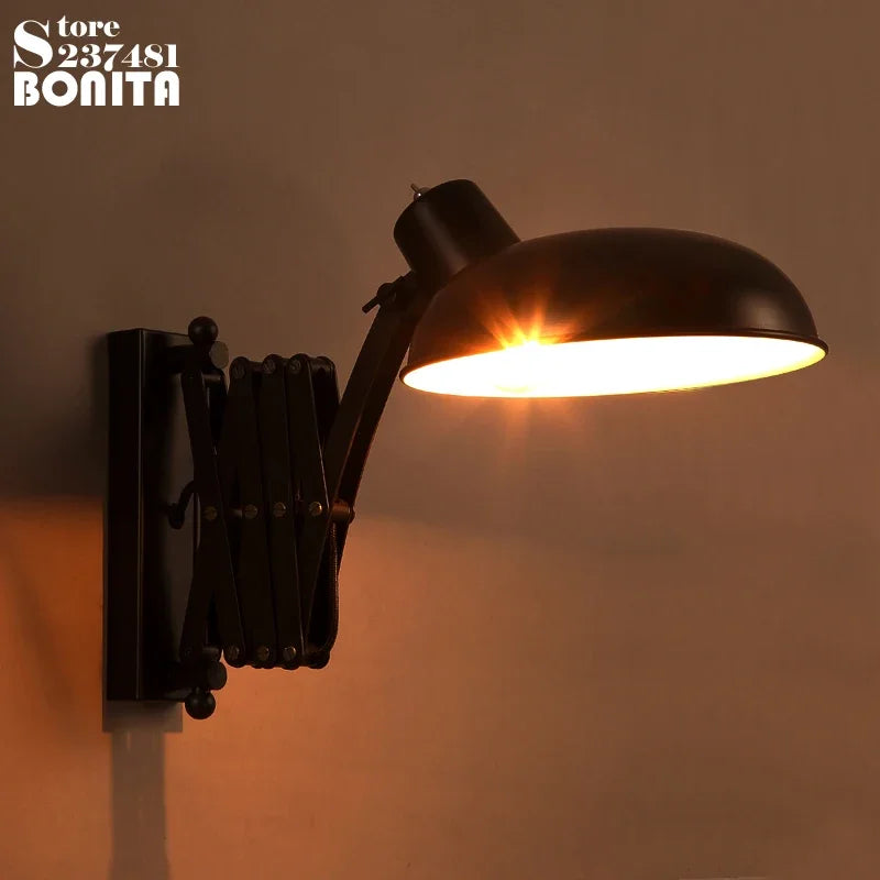 Retro industrial style extendable iron wall lamp