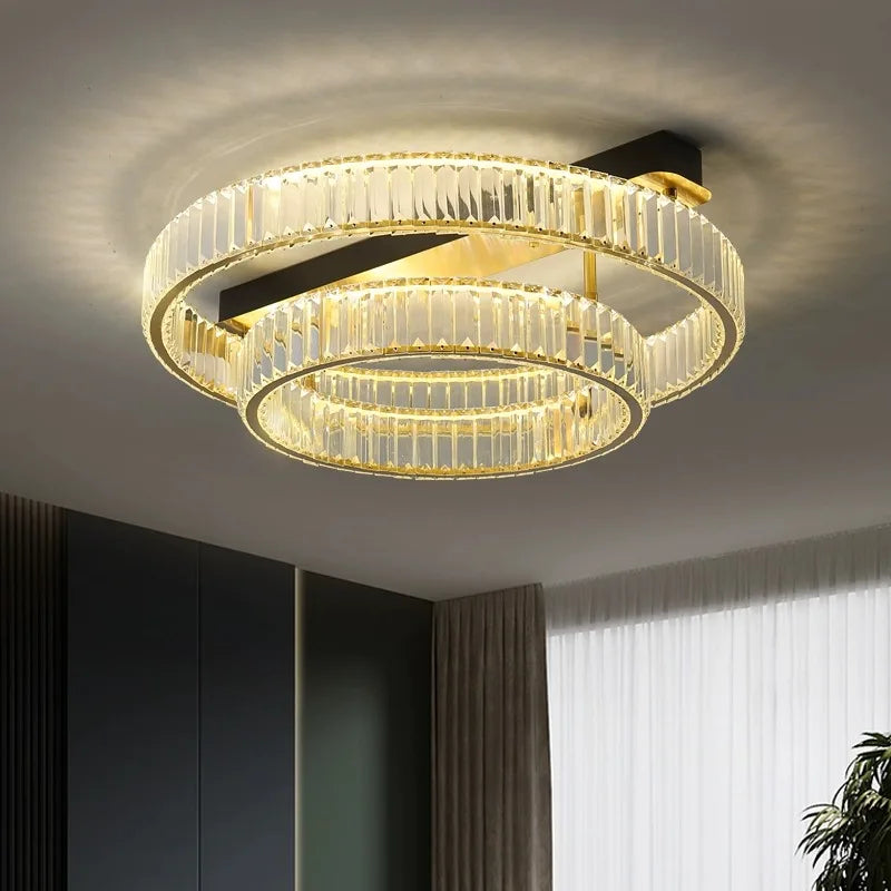Luxury copper and crystal ceiling light modern decoration - vue 4 sur 15