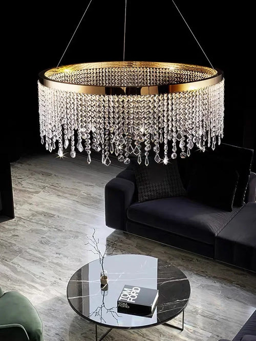 Modern crystal chandelier for elegant interior décor - vue 7 sur 14
