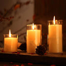 Transparent glass cup-shaped candle holders for festive home decoration