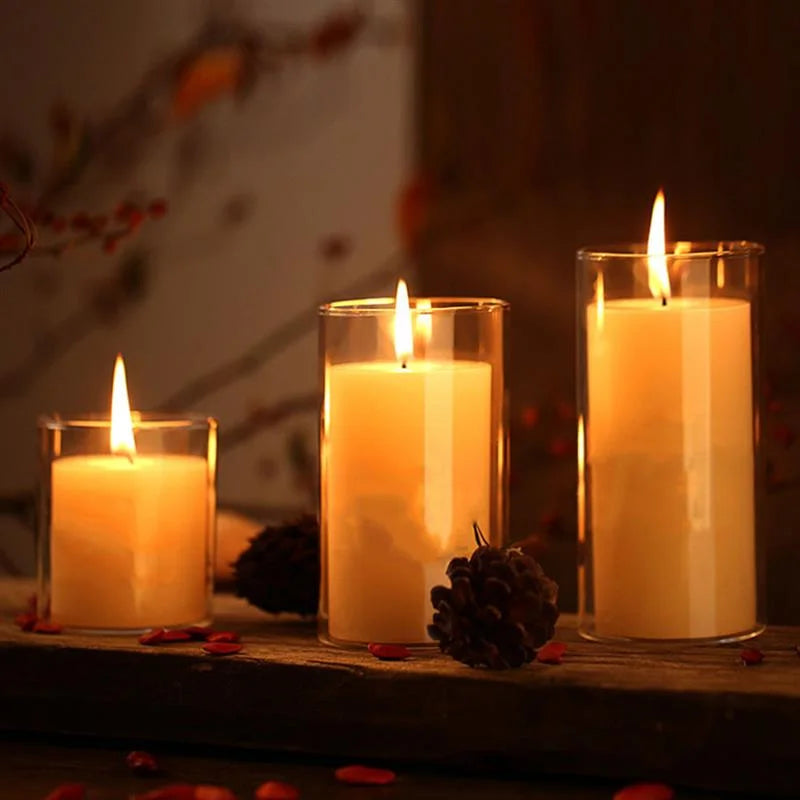 Transparent glass cup-shaped candle holders for festive home decoration - vue 3 sur 10