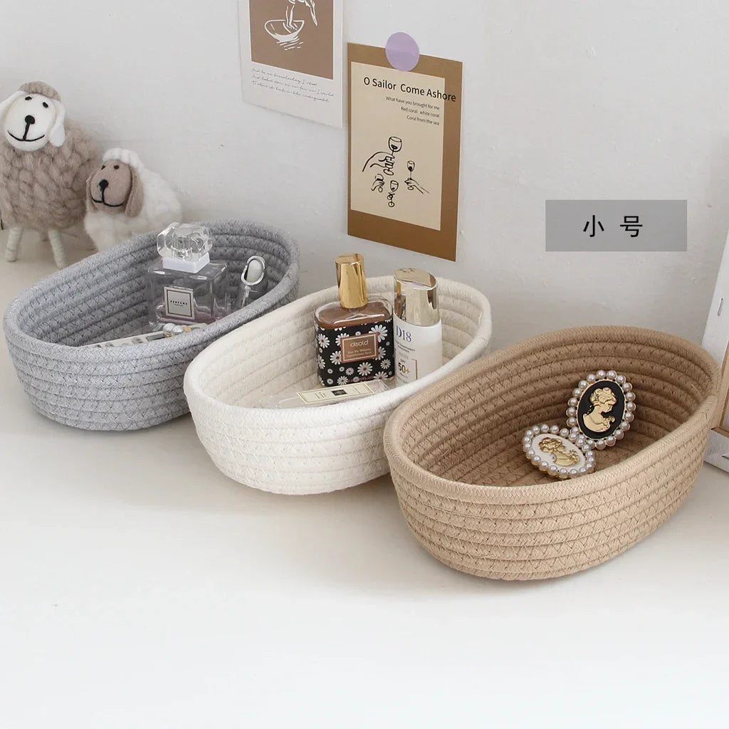 woven cotton rope storage baskets for toys and clothes - vue 3 sur 9