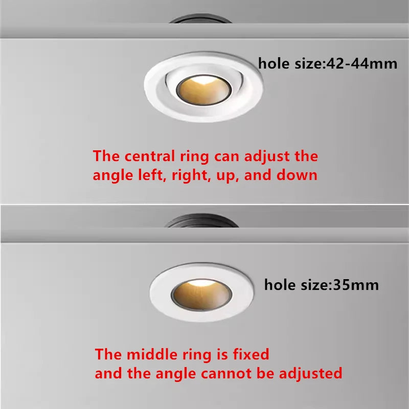 Mini integrated anti-glare LED dimmable cob ceiling spotlight for home - vue 5 sur 8