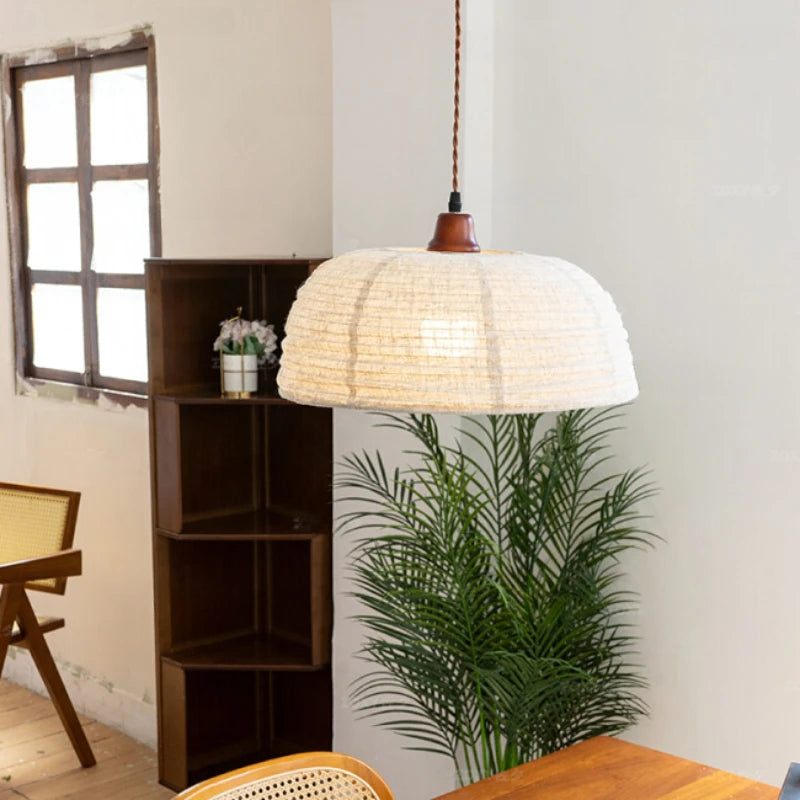 Retro linen pendant light for nostalgic ambiance in commercial spaces