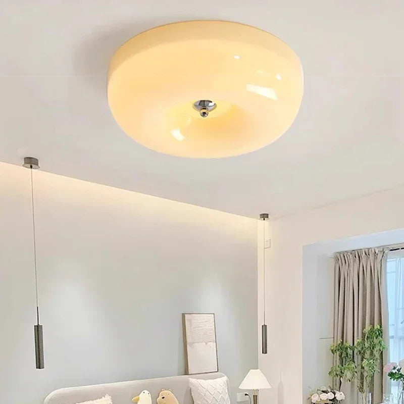 Vintage glass LED ceiling light Bauhaus style for home
