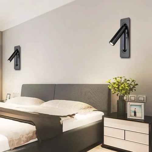 Led wall lamp reading light for bedroom, rotatable wall light for living room or bedside - vue 6 sur 10