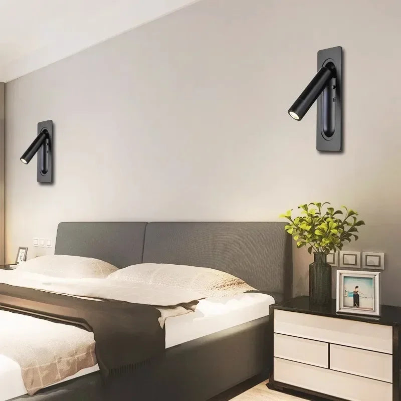 Led wall lamp reading light for bedroom, rotatable wall light for living room or bedside - vue 6 sur 10