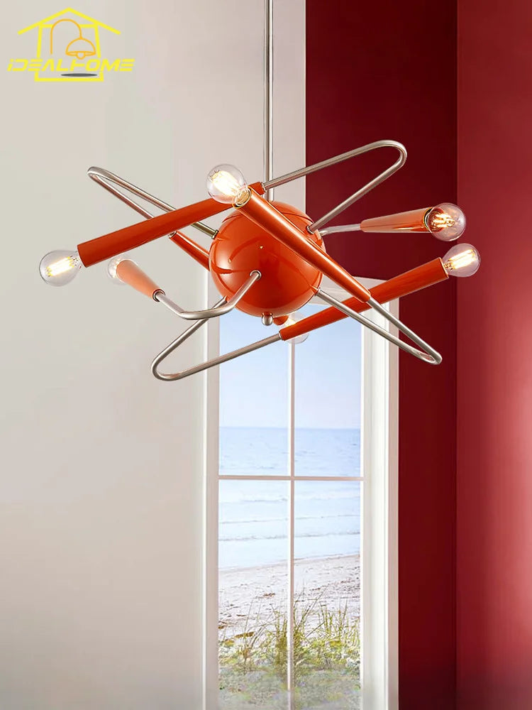 Postmodern decorative pendant light with medieval and Bauhaus style
