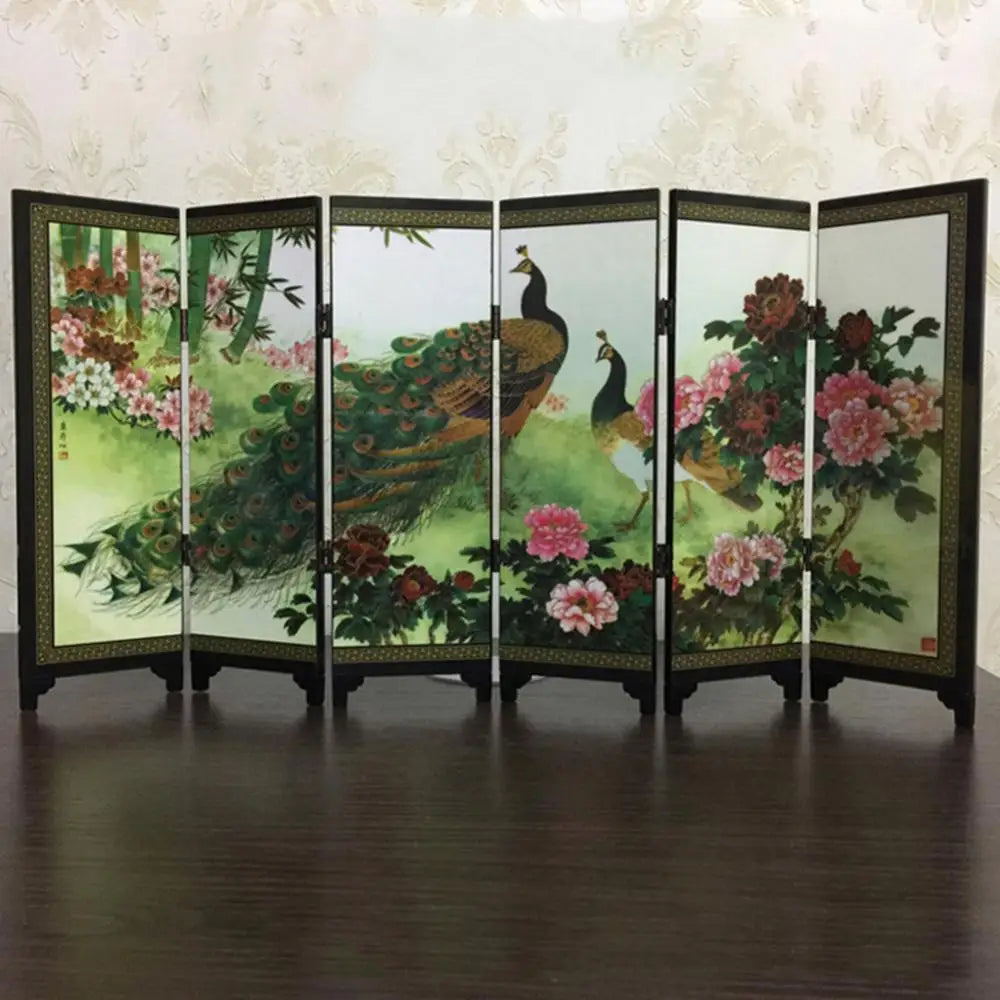 wooden folding peacock screen for decoration and separation