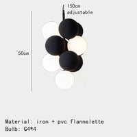 Pendant light with adjustable cord and PVC sphere