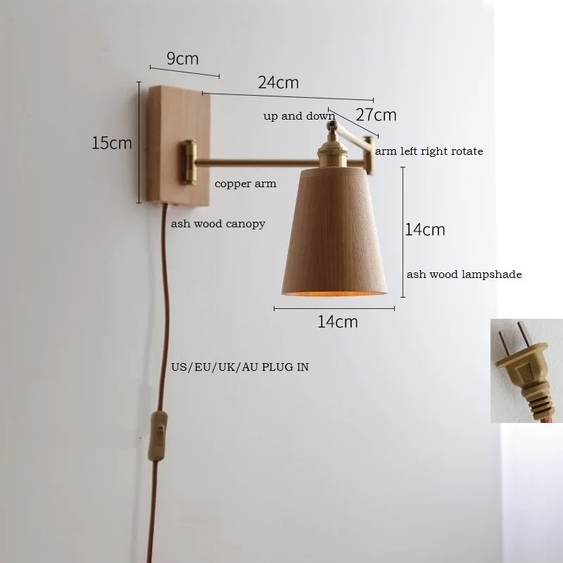 Ash and walnut wood LED wall light - vue 8 sur 23