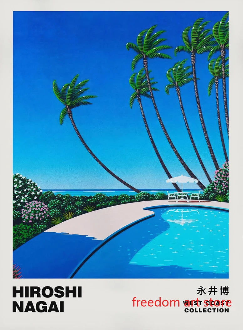 Vintage Japanese 80s art prints by Hiroshi Nagai wall decor