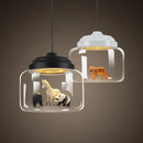 Cartoon animal glass pendant light for interior decoration