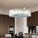 Designer pendant light in PVC and stainless steel for indoor spaces