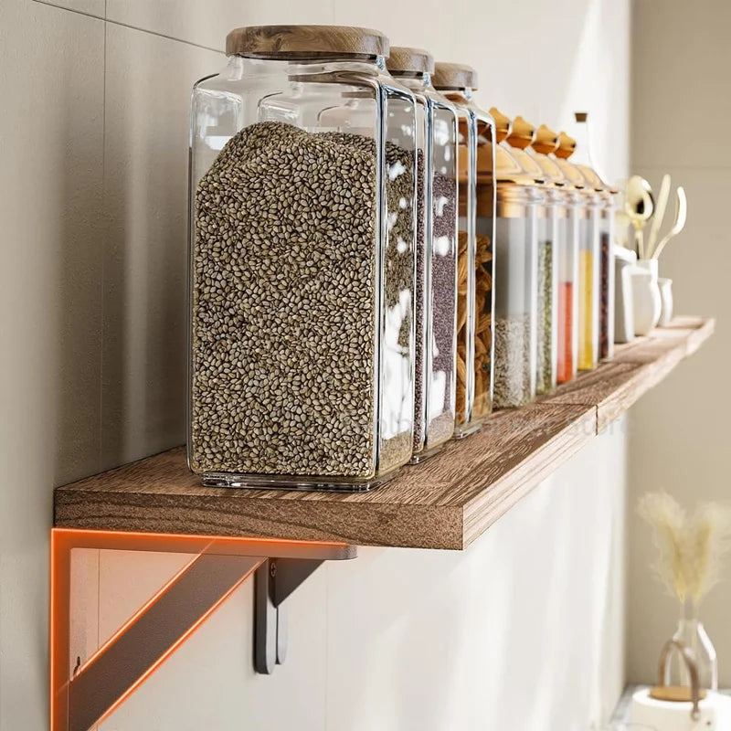 simple design solid wood wall shelves for hanging storage - vue 5 sur 10