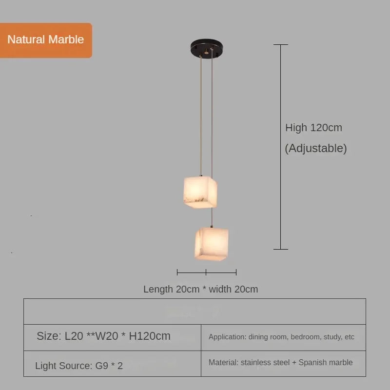 Spanish marble chandelier with minimalist Chinese style for elegant interiors - vue 9 sur 15